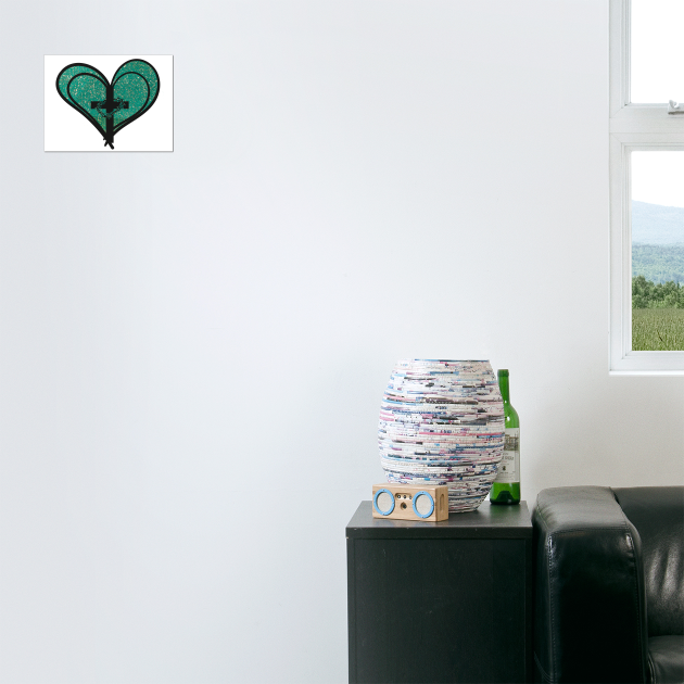 Christian Cross with Hearts and Crown of Thorns by Rox